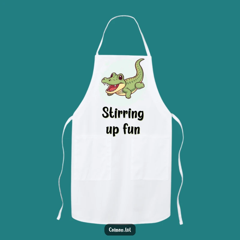 Funny Caiman Pool Party Apron: Humorous Reptile Kitchen Wear Gift