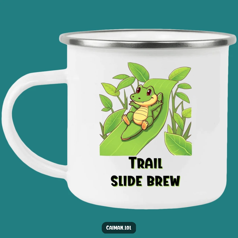 Funny Caiman Leafy Slide Camper Mug: Playful Outdoor Fun