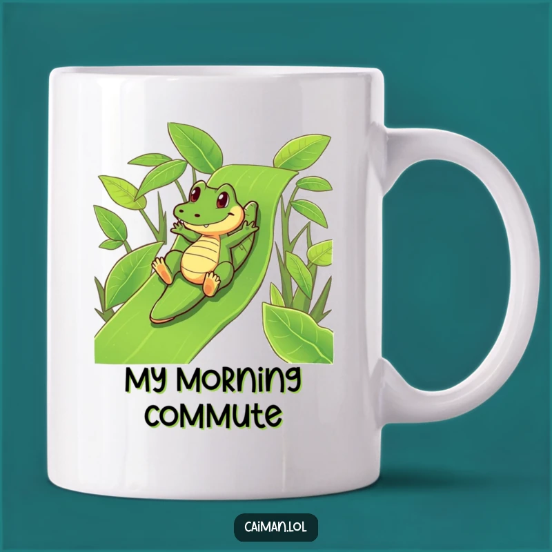 Funny Caiman Slide Mug: Hilarious Playful Reptile Gift