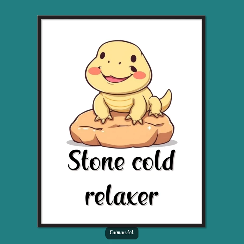 Funny Smiling Lizard Digital Print: Bring Joyful Reptile Art to Your Walls