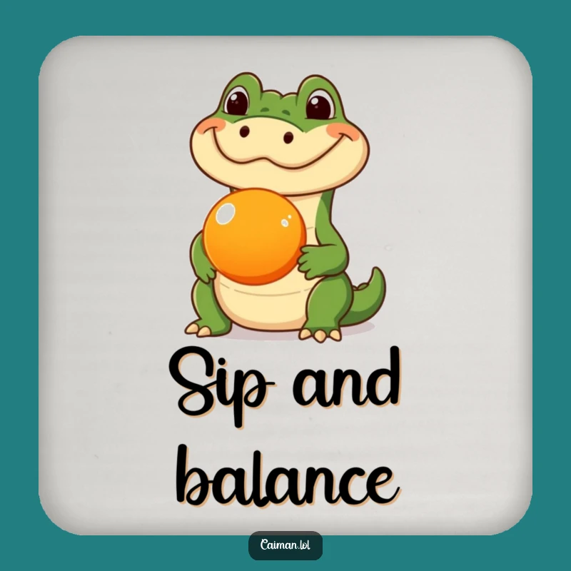 Funny Caiman Fruit Balance Coaster: Humorous Reptile Drink Accessory Gift