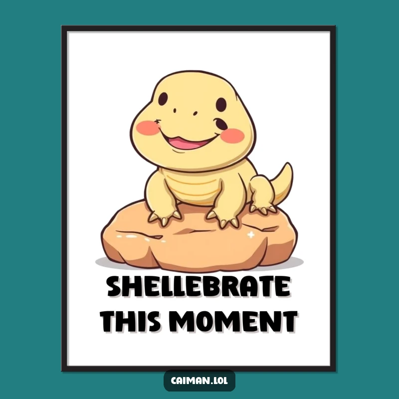 Funny Smiling Reptile Poster: Adorable Lizard Art to Brighten Your Space