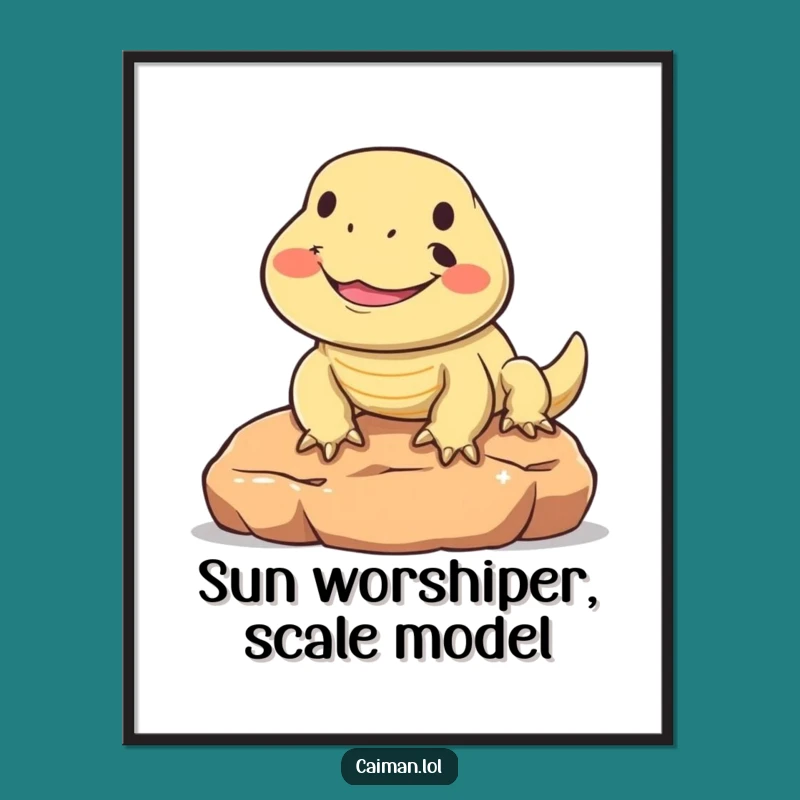 Free Printable Wall Art: Happy Sunbathing Reptile - Funny Downloadable Decor!