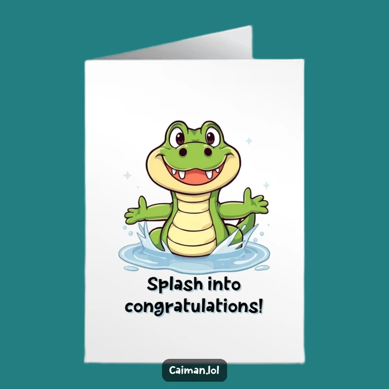 Free Printable Caiman Splash Congrats Card - Grinning Achievement Downloadable Gift