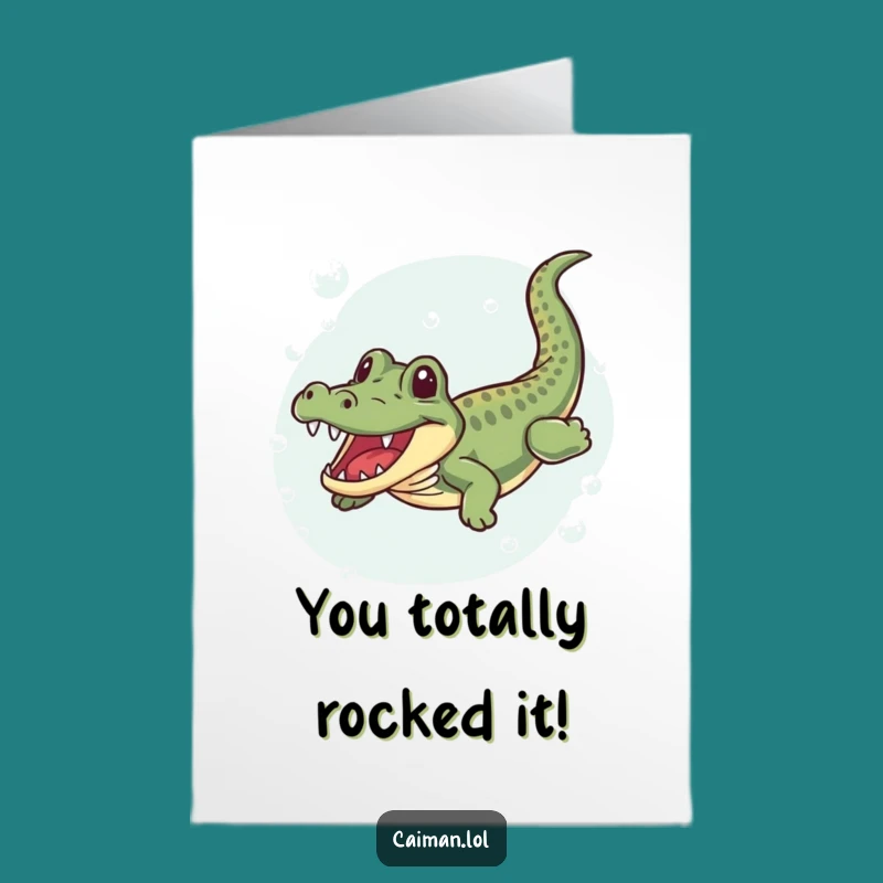 Free Printable Congrats Card: Happy Caiman Swim, Downloadable Humor Gift