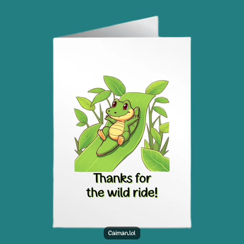 Free Printable Caiman Slide Thank You Card - Playful Gratitude Downloadable Gift