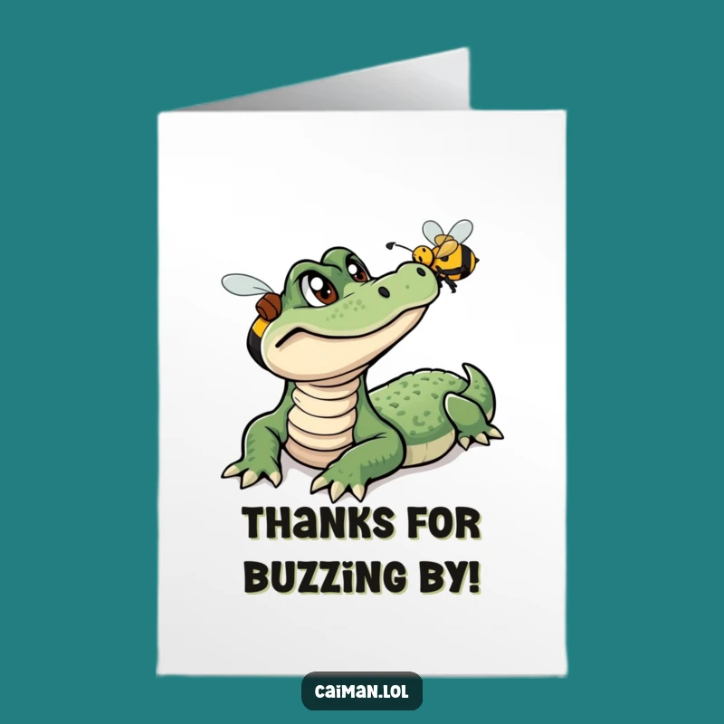 Free Printable Thank You Card: Caiman & Bee Thanks, Downloadable Humorous Gift