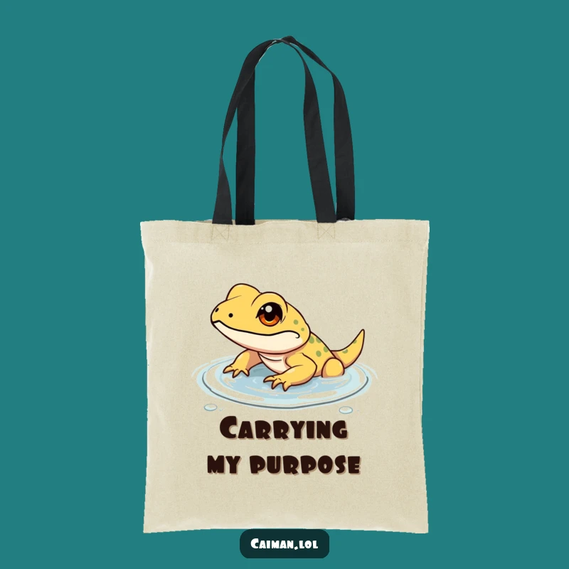 Funny Determined Lizard Tote Bag: Carry Your Goals, A Motivational Reptile Bag