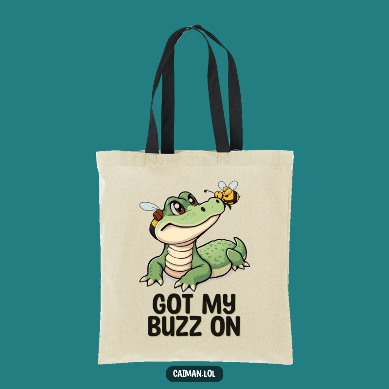 Funny Caiman Bee Wanderer Tote Bag: Humorous Reptile Carry-All Gift
